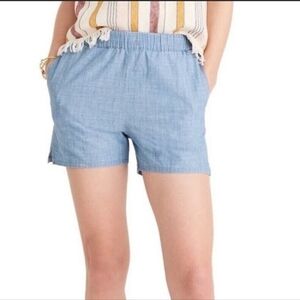 Madewell Chambray Pull-On Shorts Light Wash Elastic Waist XS